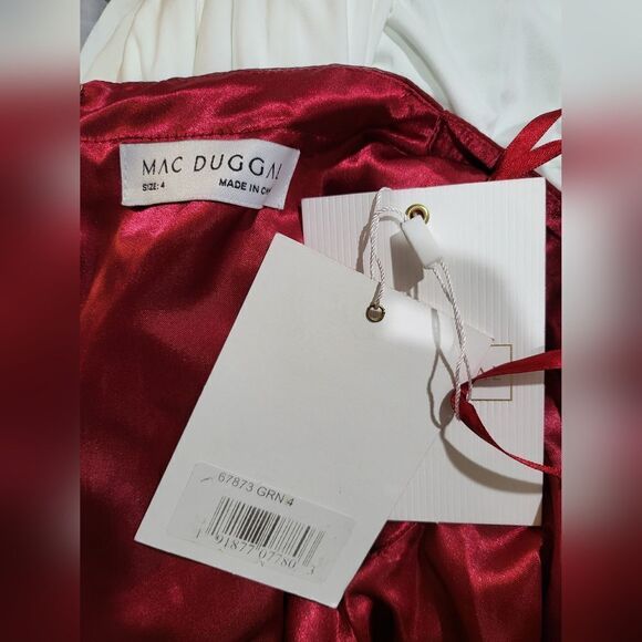 Mac Duggal SHEER BLOUSON SLEEVE GOWN NWT size 4 Garnet Red (67873) - Picture 6 of 6